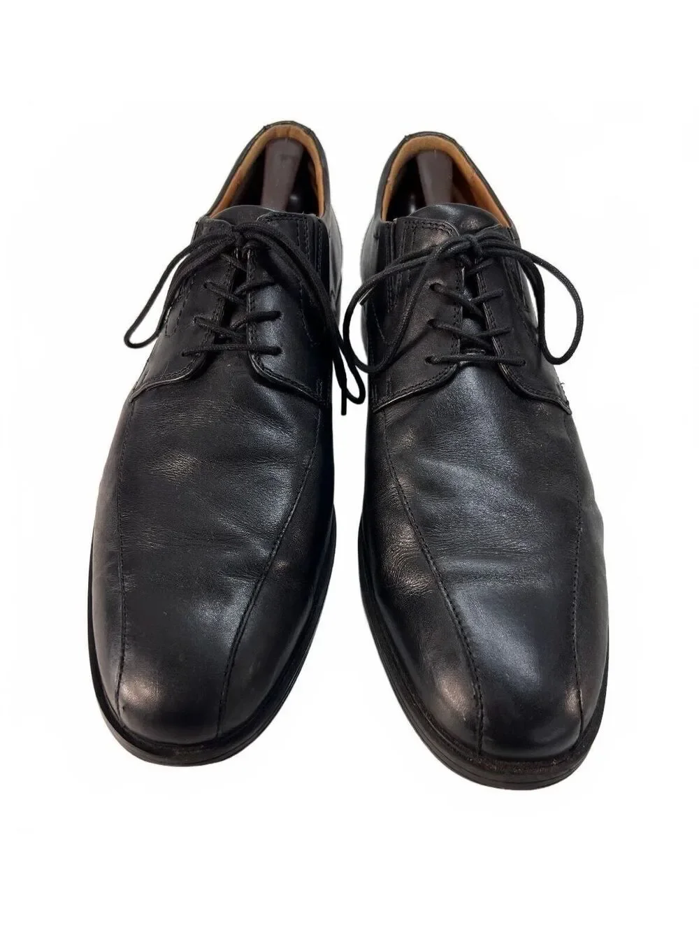 Clarks Whiddon Pace Black Leather Oxfords Wide Office Preppy Minimal Mens 12